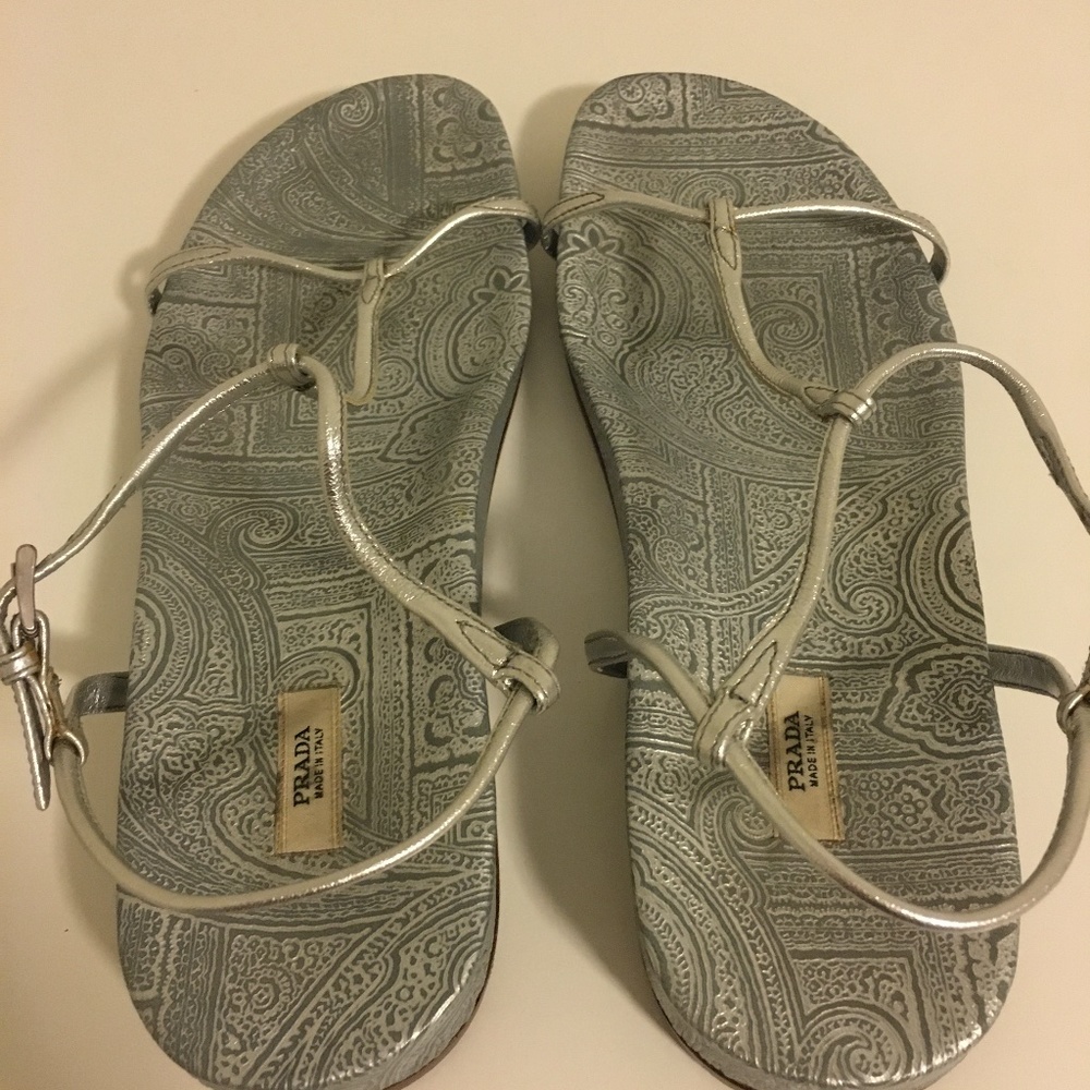 Silver Prada Sandals